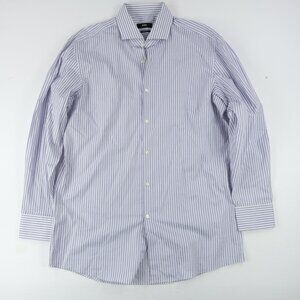Hugo Boss Sharp Fit Dress Shirt Mens 16 32/33 Striped Purple Long Sleeve Button
